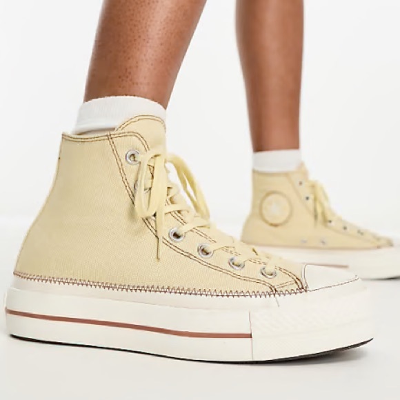 CONVERSE All Star Platform Lift Cream Hi Top Sneakers - Picture 1 of 9